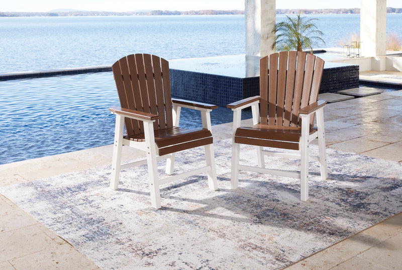 Genesis Bay Brown/white Outdoor Dining Arm Chair (Set Of 2)