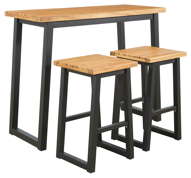 Town Wood Brown/Black Outdoor Counter Table Set (Set Of 3)