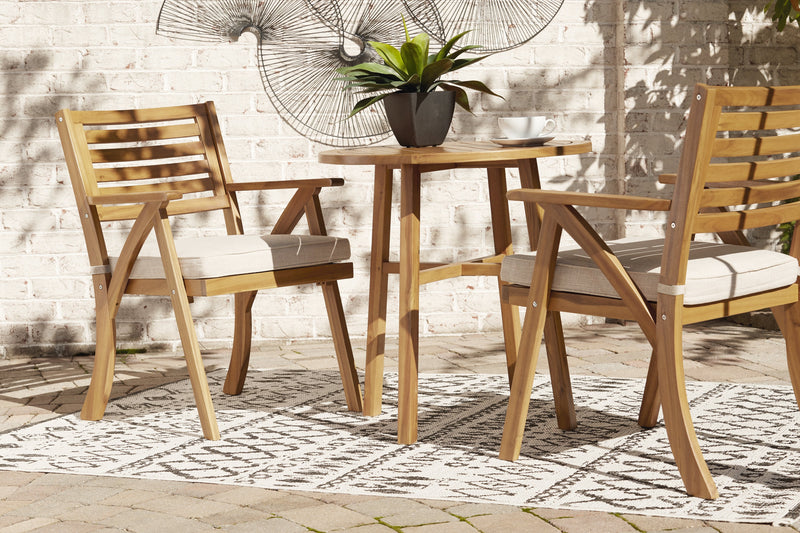 Vallerie Brown Outdoor Chairs With Table Set (Set Of 3)