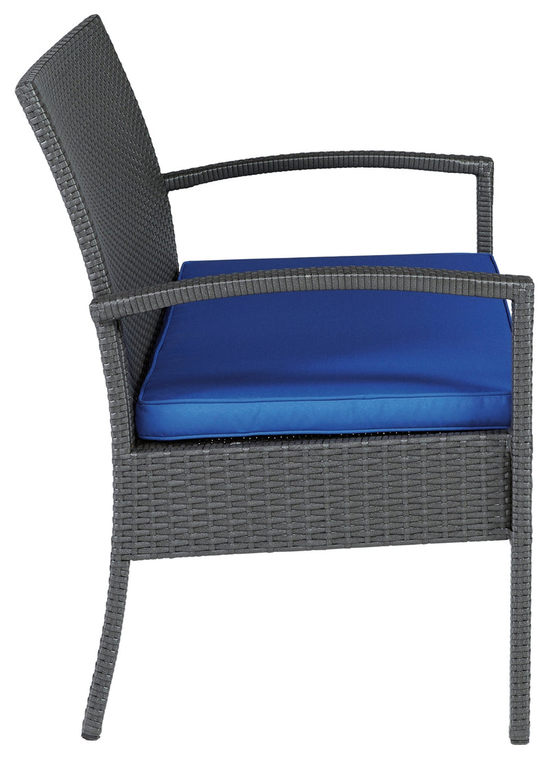 Alina Gray/blue Outdoor Love/chairs/table Set (Set Of 4)