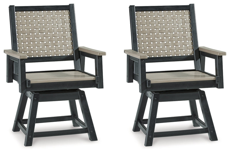 Mount Valley Driftwood/black Swivel Chair (Set Of 2)