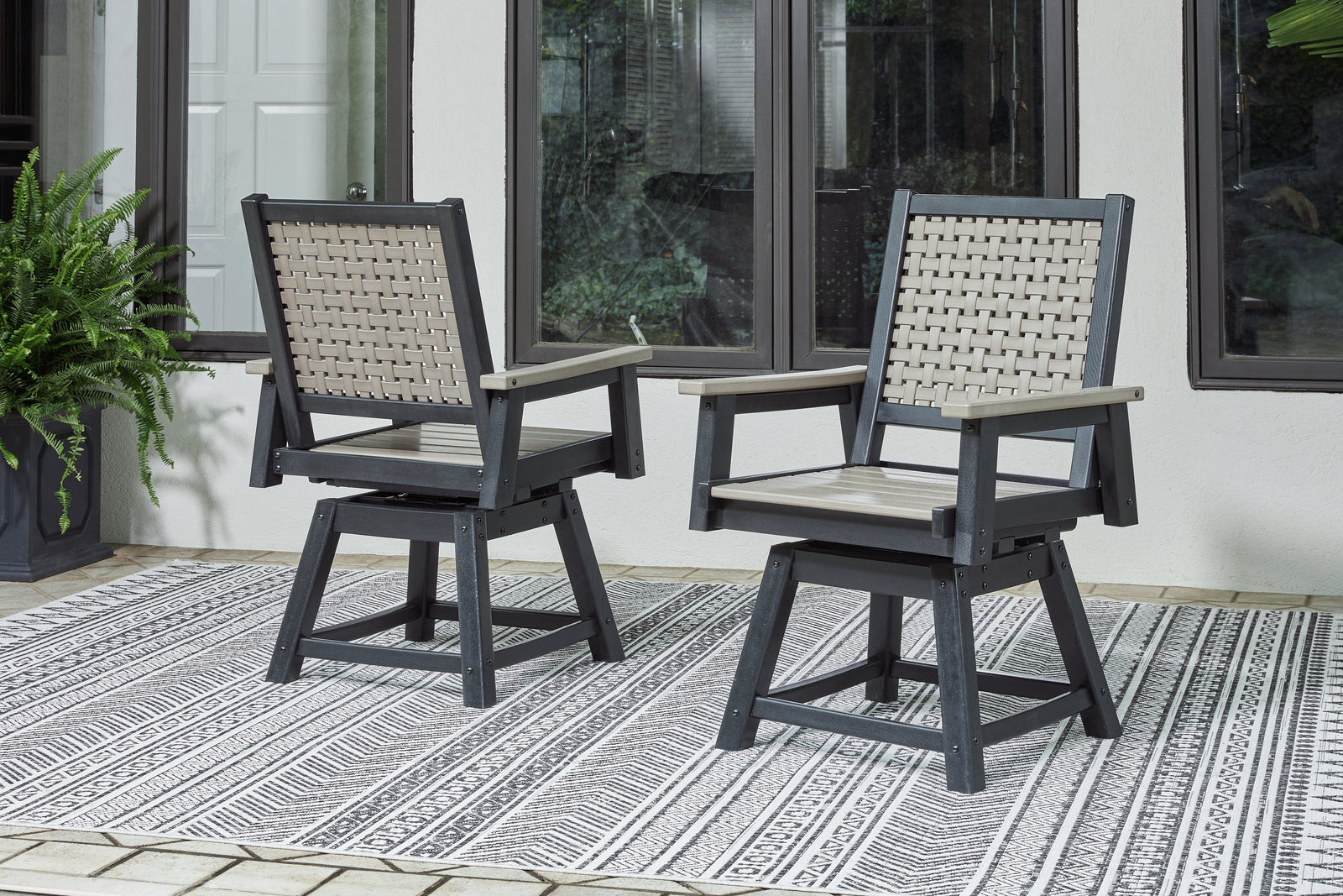 Mount Valley Driftwood/black Swivel Chair (Set Of 2)