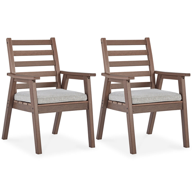 Emmeline Brown Outdoor Dining Arm Chair With Cushion (Set Of 2)