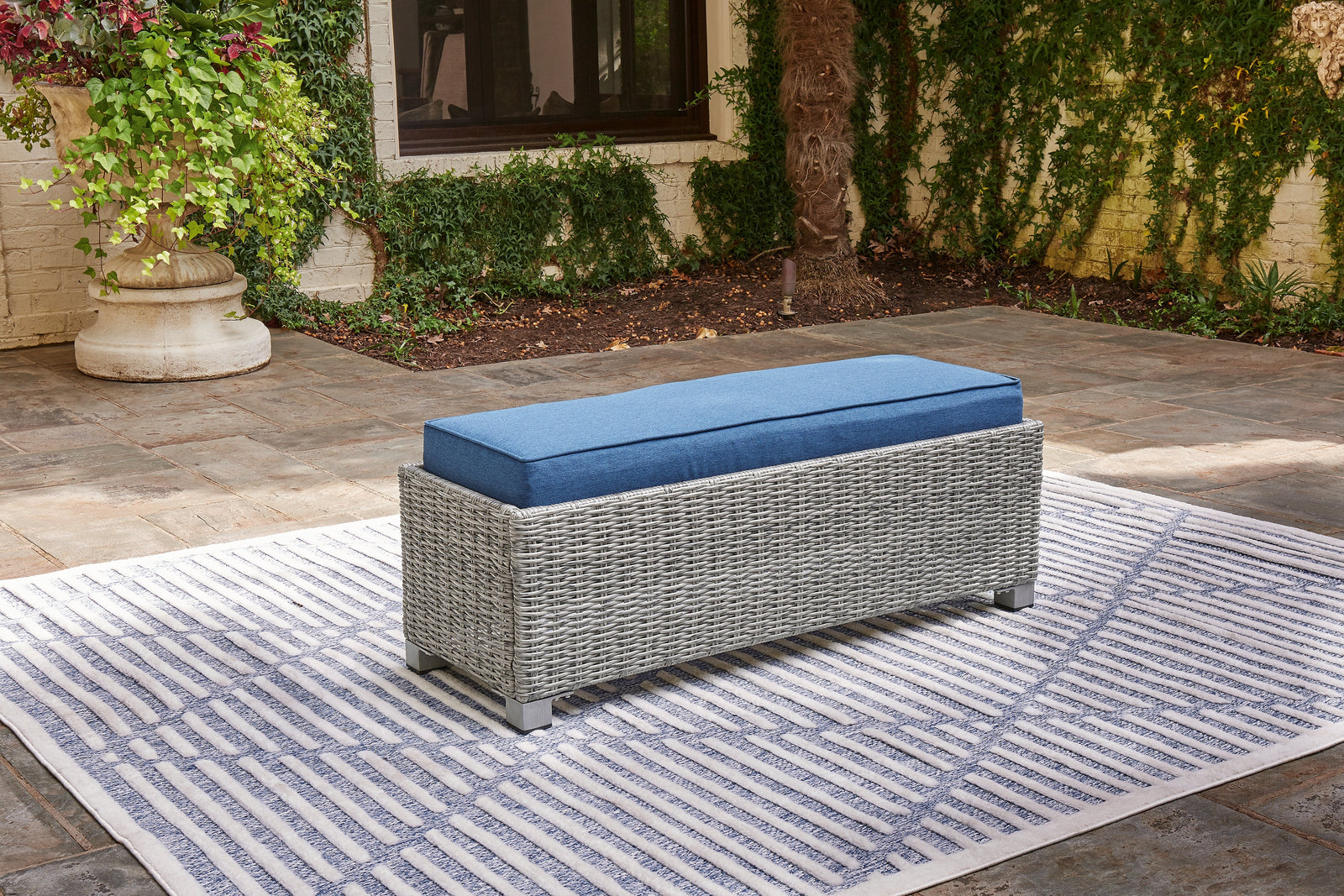 Naples Beach Light Gray Outdoor Bench With Cushion