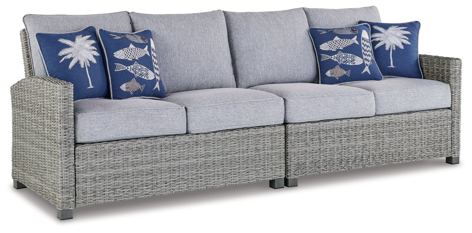 Naples Beach Light Gray Outdoor Right And Left-arm Facing Loveseat With Cushion (Set Of 2)