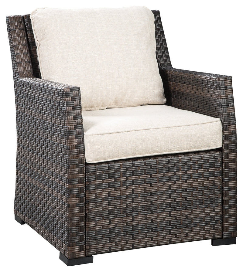 Easy Isle Dark Brown/beige Lounge Chair With Cushion