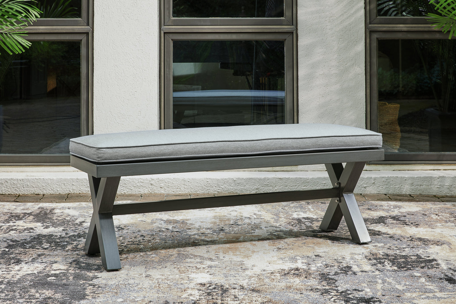 Elite Park Gray Outdoor Bench With Cushion