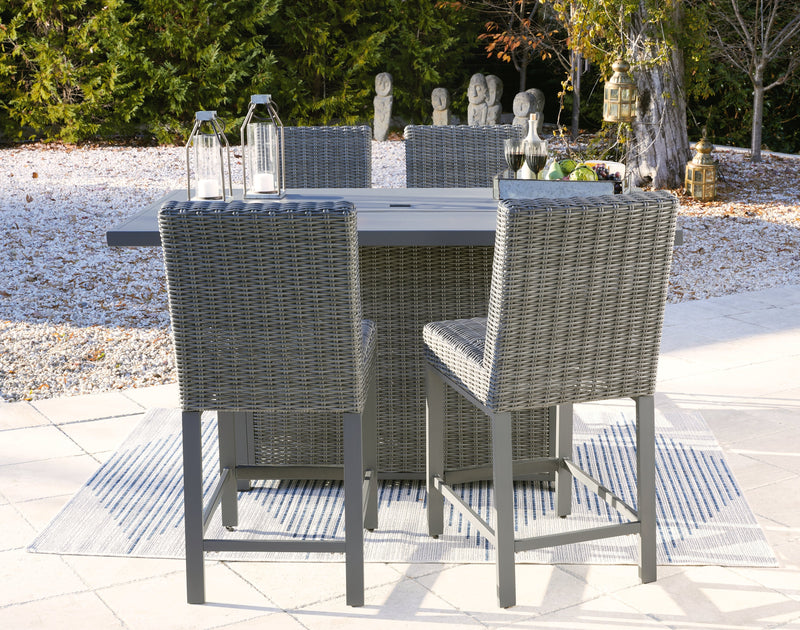 Palazzo Gray Outdoor Counter Height Dining Table With 4 Barstools