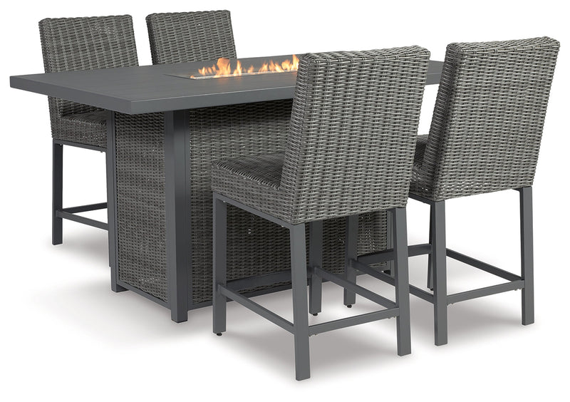 Palazzo Gray Outdoor Counter Height Dining Table With 4 Barstools