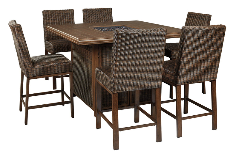 Paradise Medium Brown Trail Outdoor Dining Table And 6 Chairs