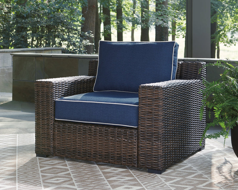 Grasson Lane Brown/blue Lounge Chair With Cushion