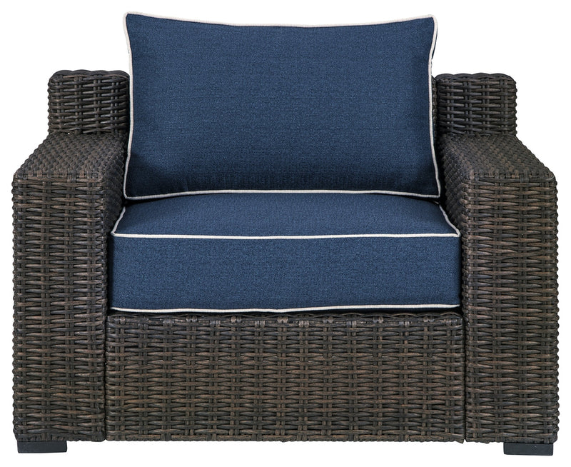 Grasson Lane Brown/blue Lounge Chair With Cushion