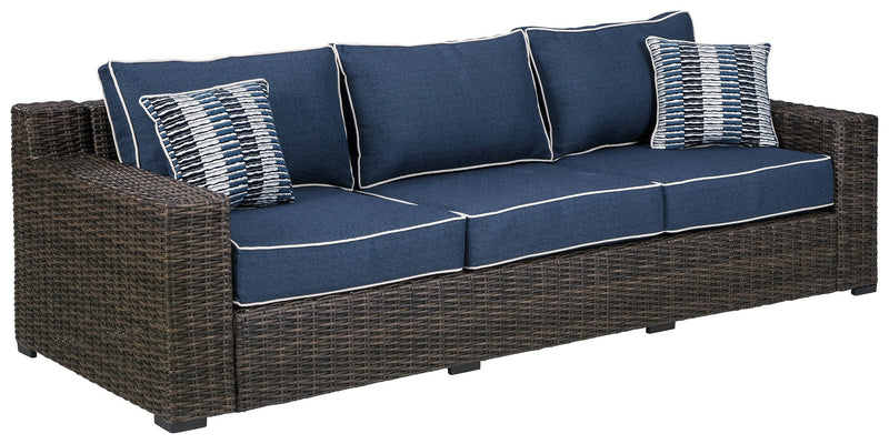 Grasson Lane Brown/blue Sofa With Cushion