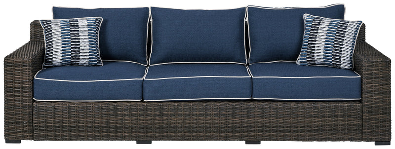 Grasson Lane Brown/blue Sofa With Cushion