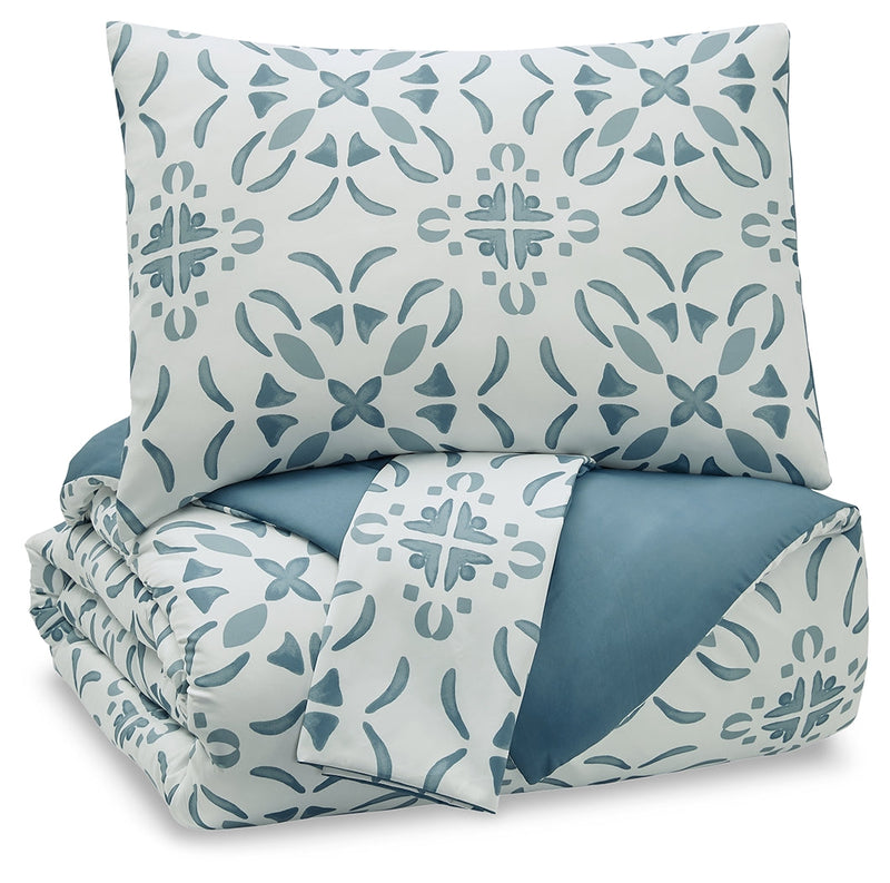 Adason Blue/White King Comforter Set
