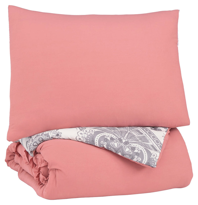 Avaleigh Pink/white/gray Twin Comforter Set