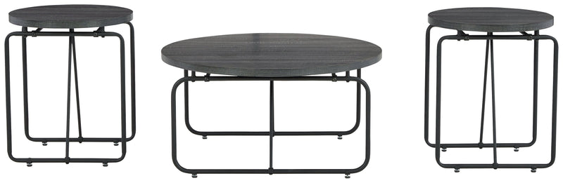 Garvine Charcoal/black Table (Set Of 3)