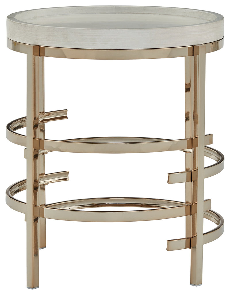 Montiflyn White/gold Finish End Table