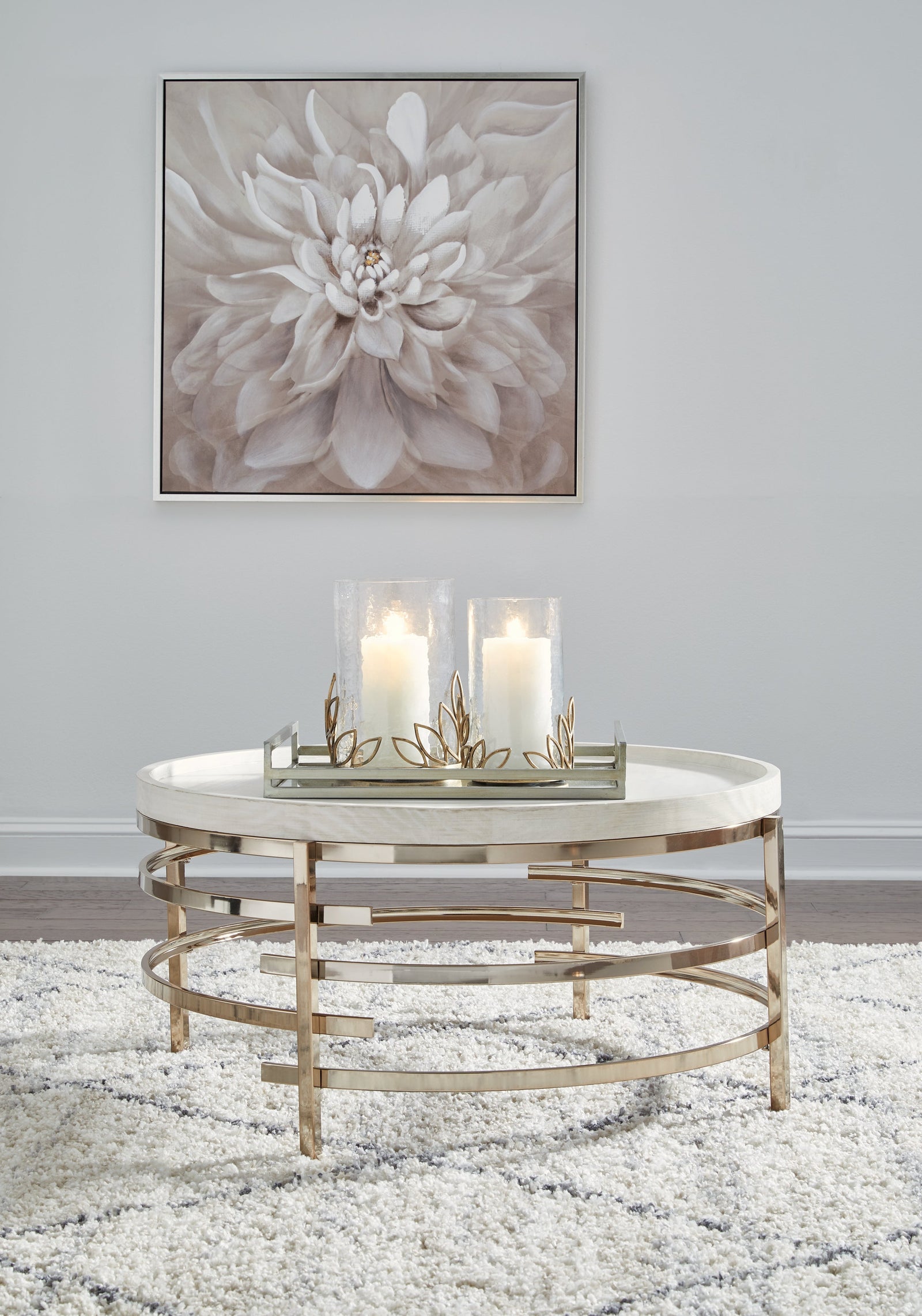 Montiflyn White/gold Finish Coffee Table