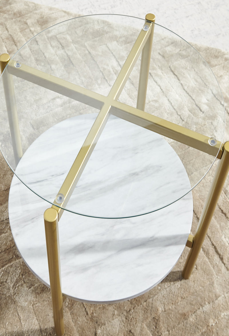 Wynora White/gold End Table