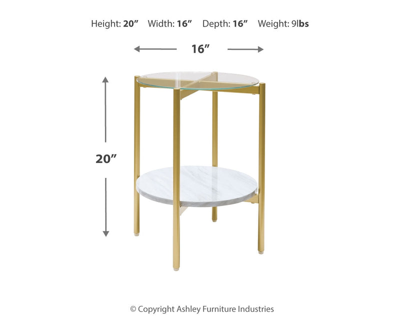 Wynora White/gold End Table