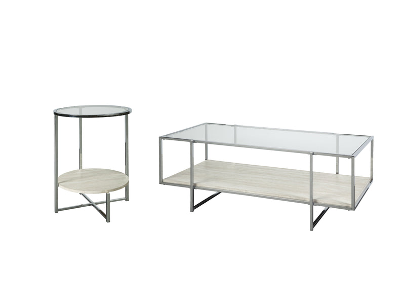 Bodalli Ivory/chrome Coffee Table With 1 End Table