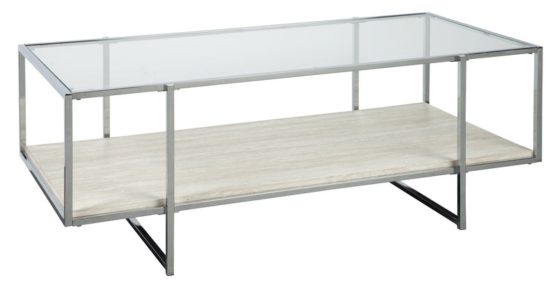 Bodalli Ivory/chrome Coffee Table With 2 End Tables