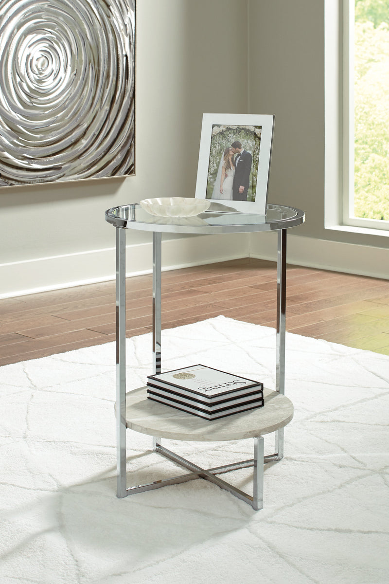 Bodalli Ivory/chrome Coffee Table With 1 End Table