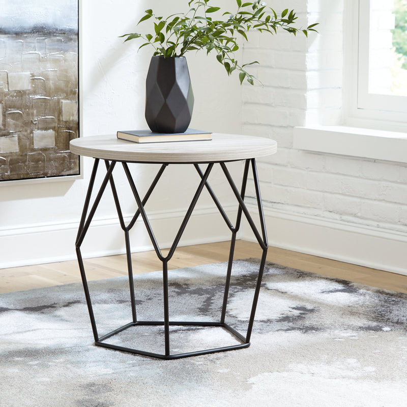 Waylowe Light Brown/Black Coffee Table With 2 End Tables
