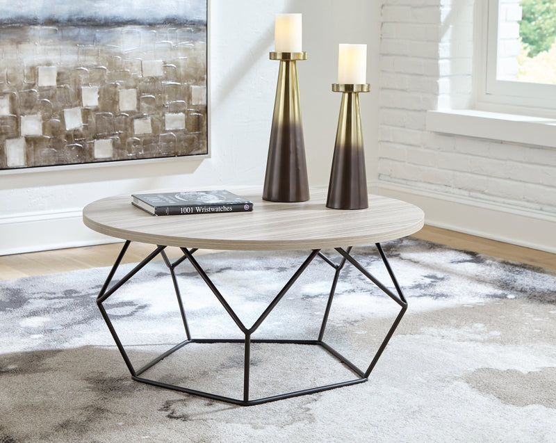 Waylowe Light Brown/Black Coffee Table With 1 End Table