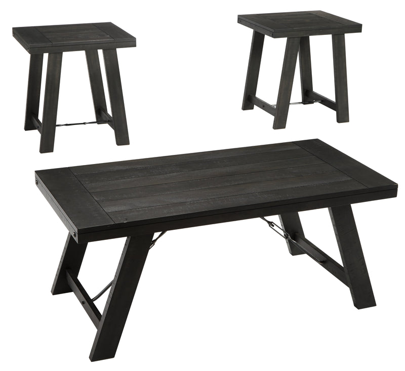 Noorbrook Black/pewter Table (Set Of 3)