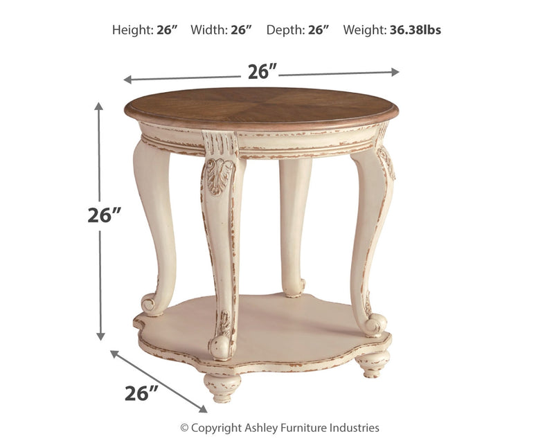 Realyn White/Brown 2 End Tables PKG008493
