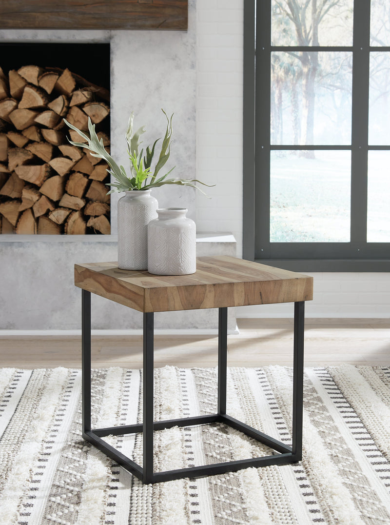 Bellwick Natural/black Coffee Table With 1 End Table