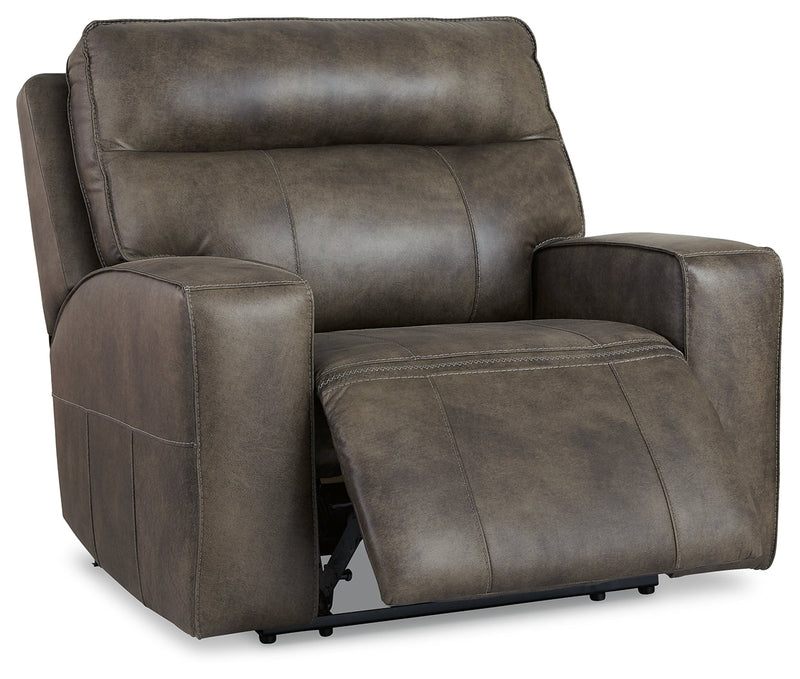 Game Plan Concrete Leather Oversized Power Recliner