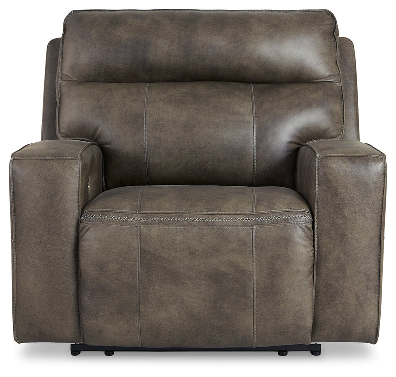 Game Plan Concrete Leather Oversized Power Recliner