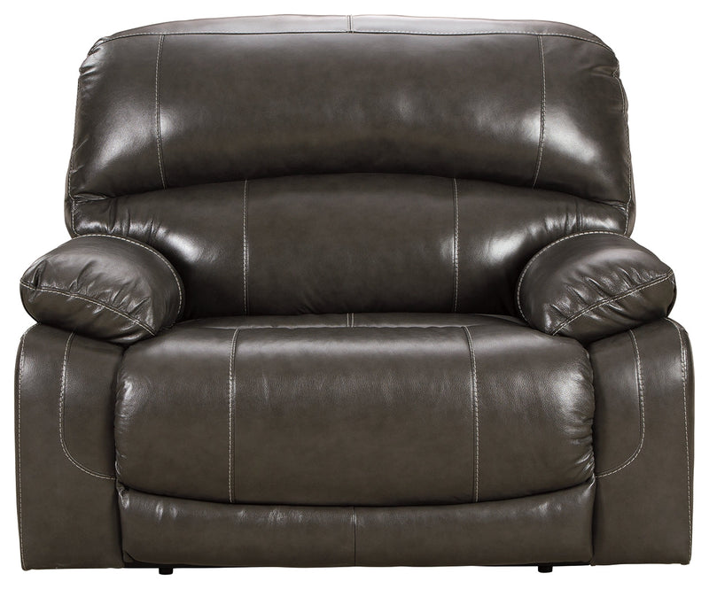 Hallstrung Gray Leather Oversized Power Recliner