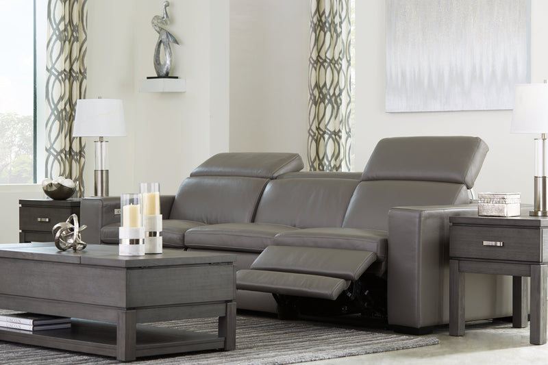Texline Gray Leather 4-Piece Power Reclining Sofa