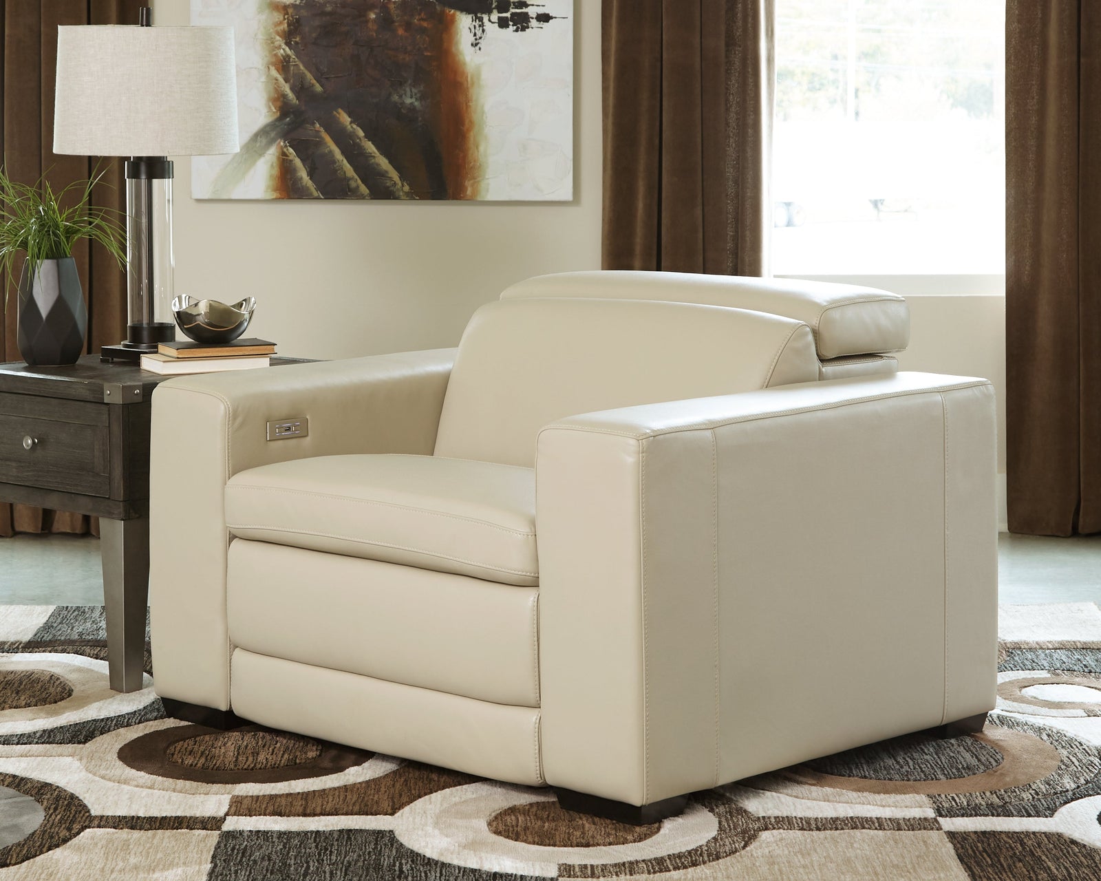 Texline Sand Leather Power Recliner