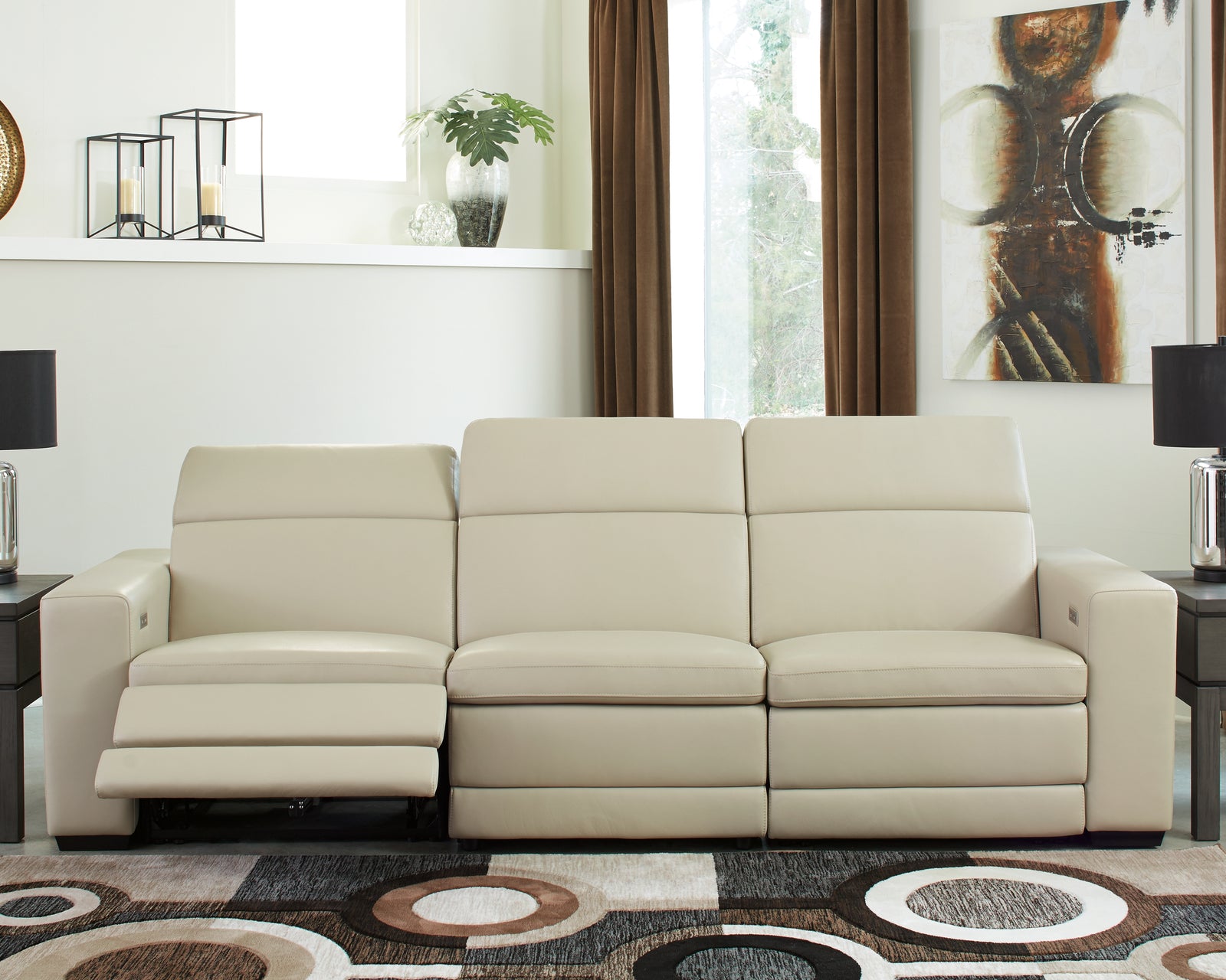 Texline Sand Leather 4-Piece Power Reclining Sofa