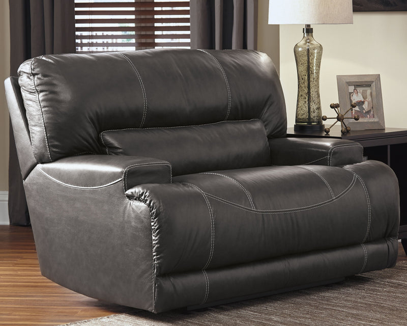 Mccaskill Gray Leather Oversized Power Recliner