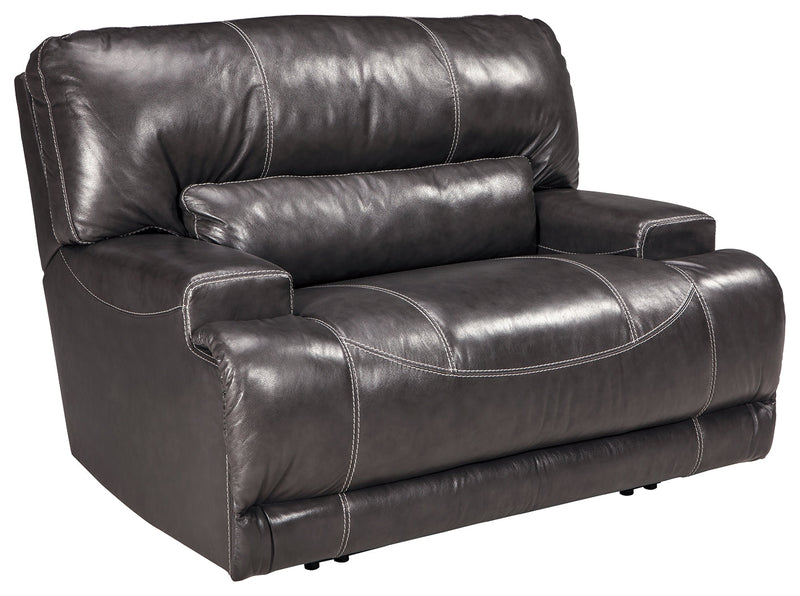 Mccaskill Gray Leather Oversized Recliner