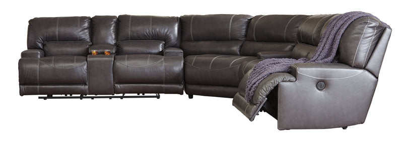 Mccaskill Gray Leather 3-Piece Reclining Sectional