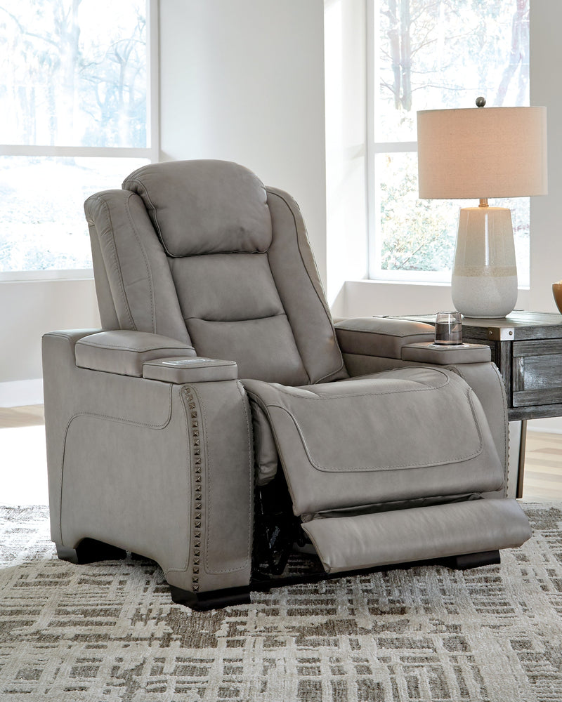 The Man-den Gray Leather Power Recliner