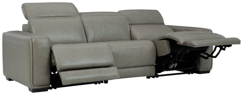 Correze Gray Leather 3-Piece Power Reclining Sectional