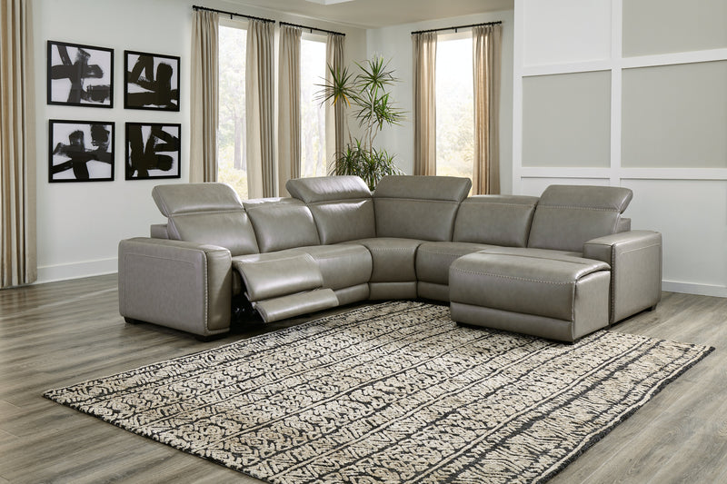 Correze Gray 5-Piece Power Reclining Sectional With Chaise