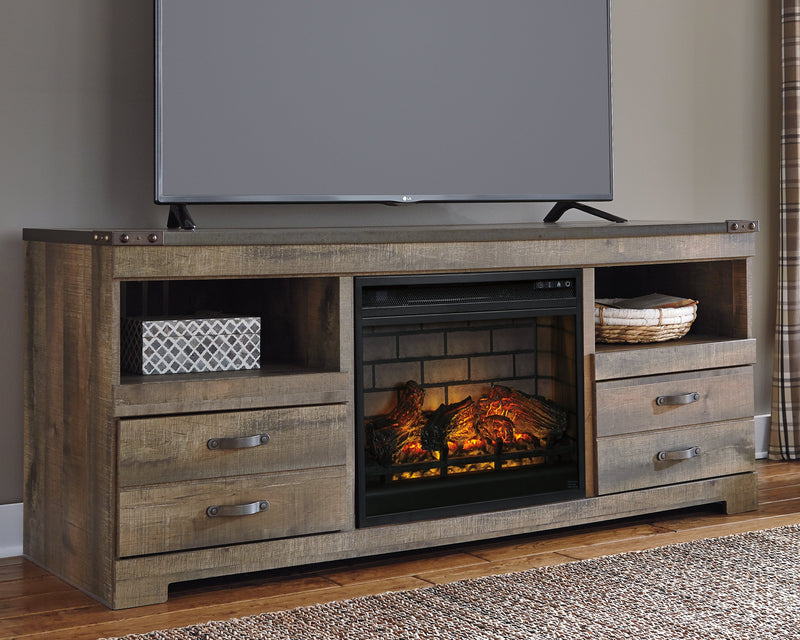 Trinell Brown 63" Tv Stand With Electric Fireplace