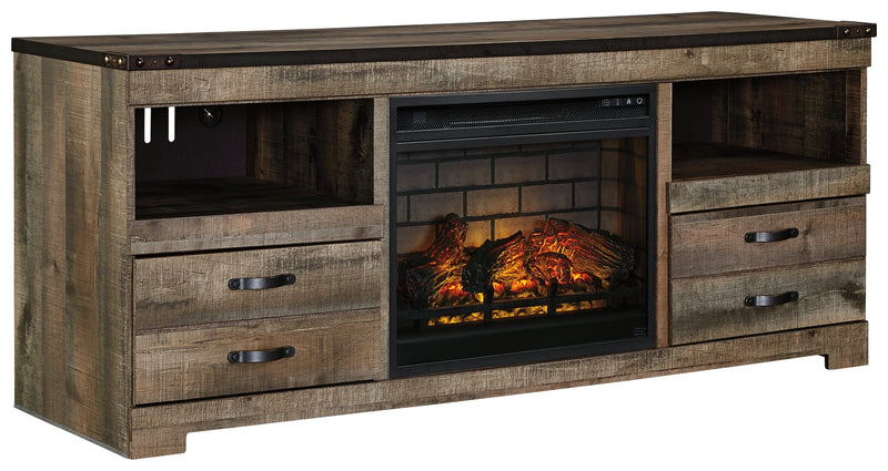 Trinell Brown 63" Tv Stand With Electric Fireplace