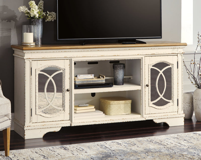 Realyn Chipped White 74" Tv Stand