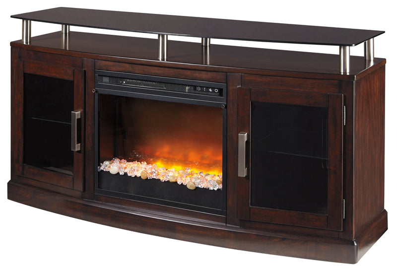 Chanceen Dark Brown 60" Tv Stand With Electric Fireplace