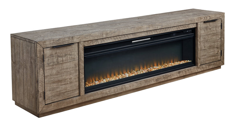 Krystanza Weathered Gray Tv Stand With Electric Fireplace